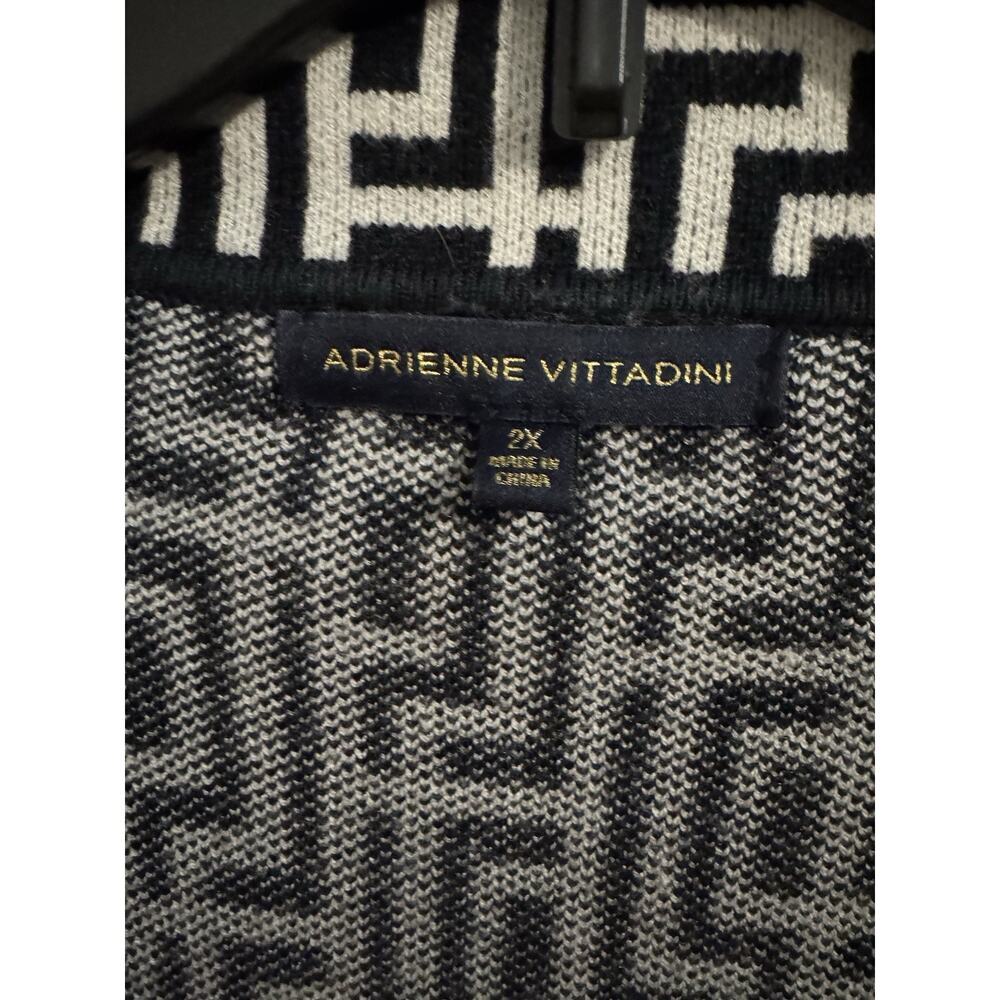 Adrienne Vittadini Stretch Knit Blazer Geometric White Black Plus 2X - Picture 3 of 8